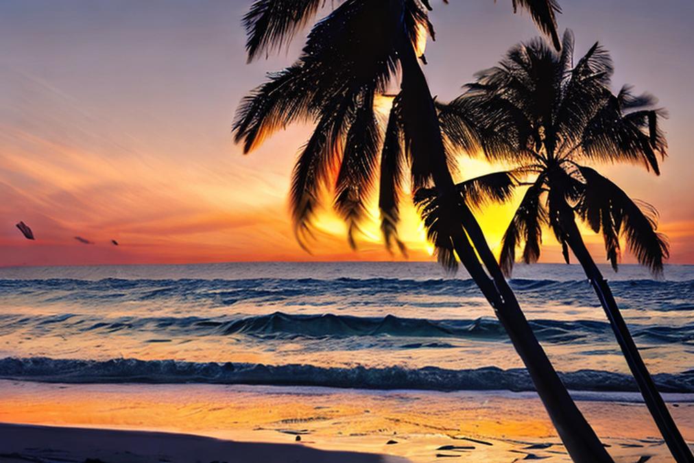 A serene and peaceful sunset over a calm ocean